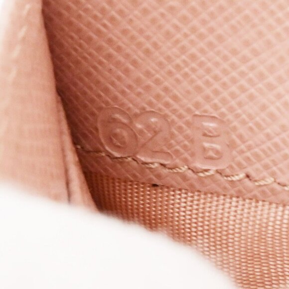 PRADA Logo Trifold Compact Wallet Saffiano Metal Leather Pink Beige 88FB246 - Picture 13 of 13